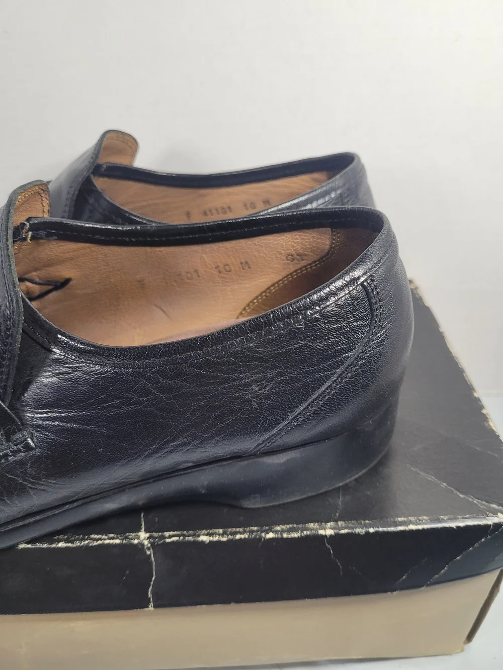 Freeman Mens Black Leather Slip On Loafers Driving Shoes Size 10 M